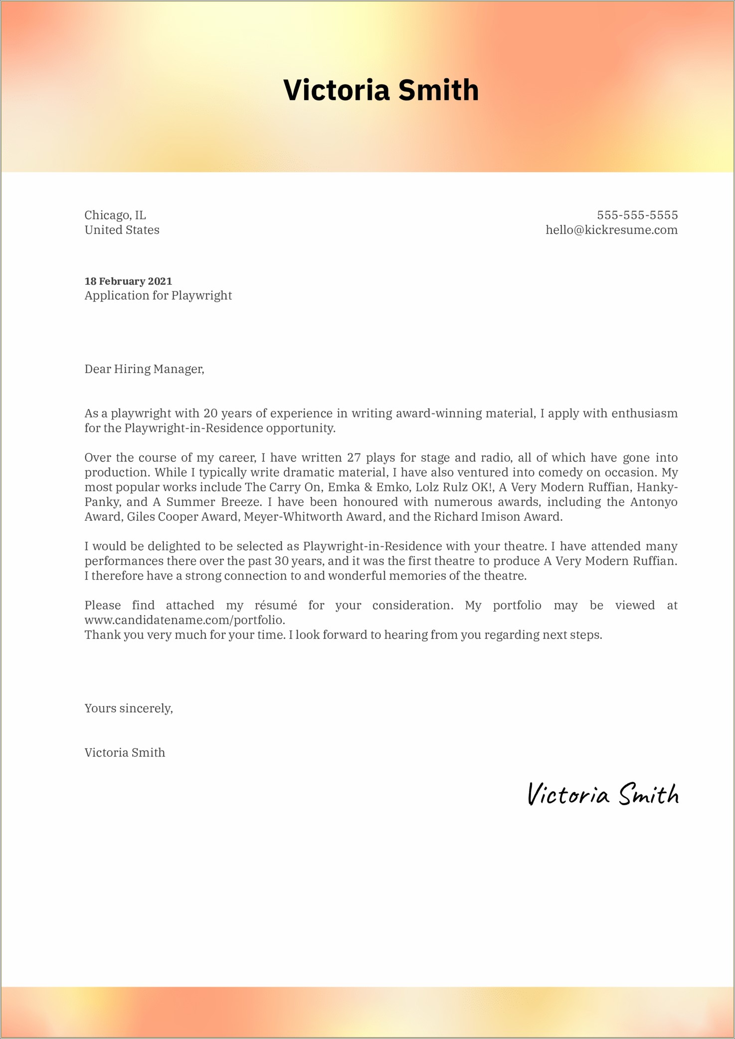 Thank You Letter For Looking At Resume