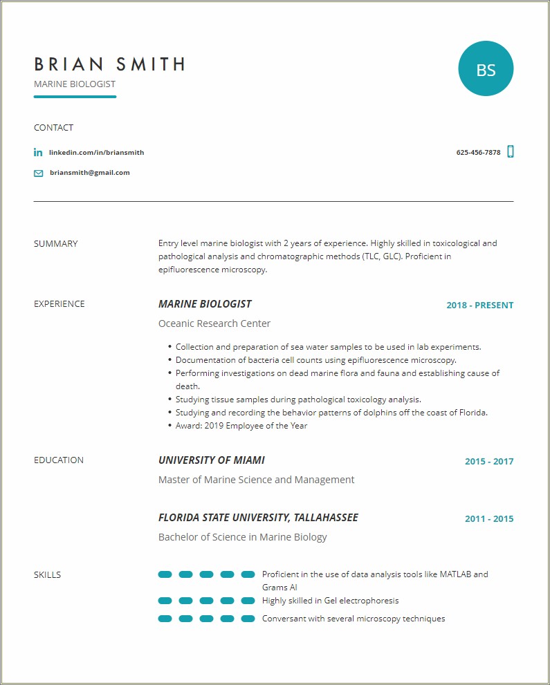 The Best Format Resume For Biological Researcher