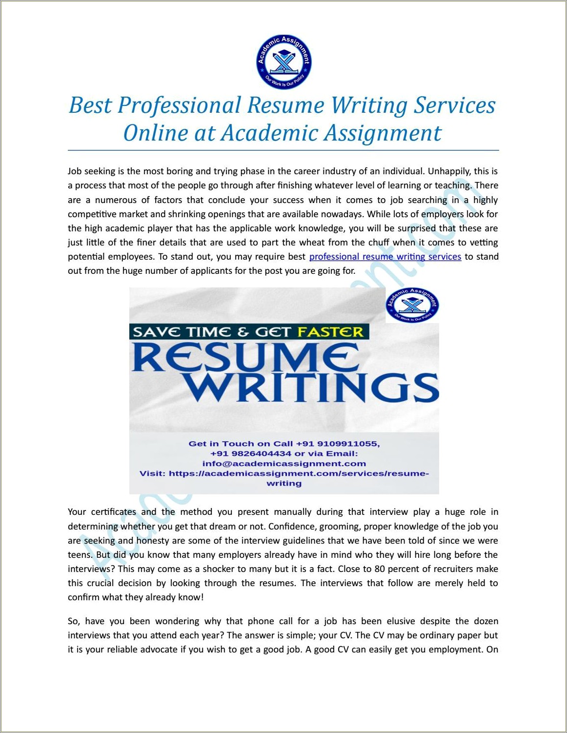 The Best Professional Resume Writing Services