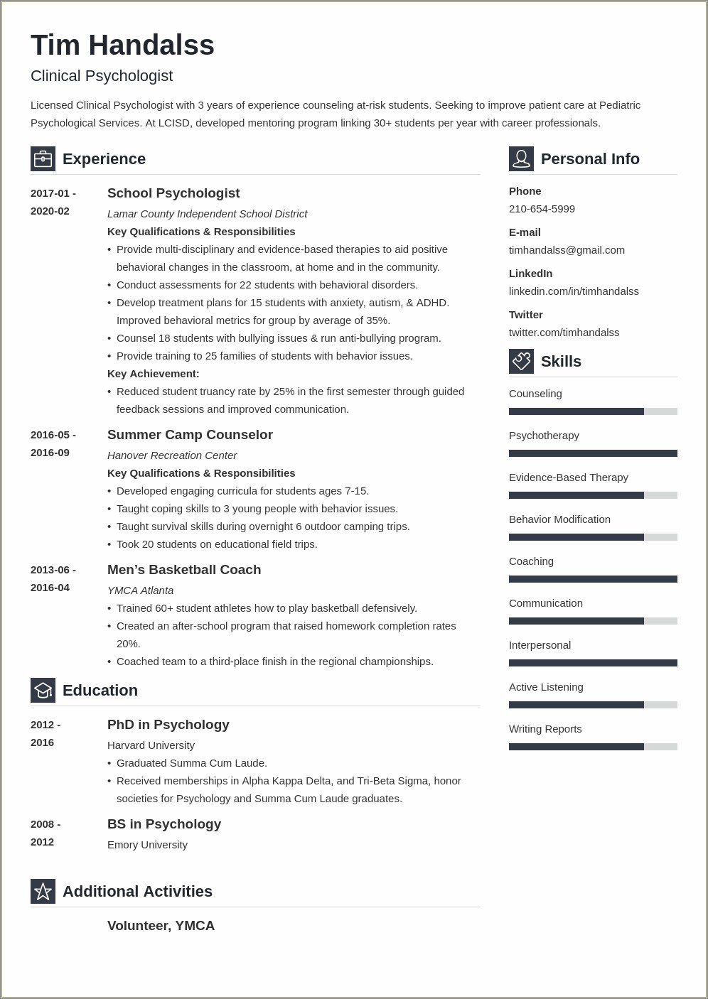 The Best Psychology Bachelor Template Resume