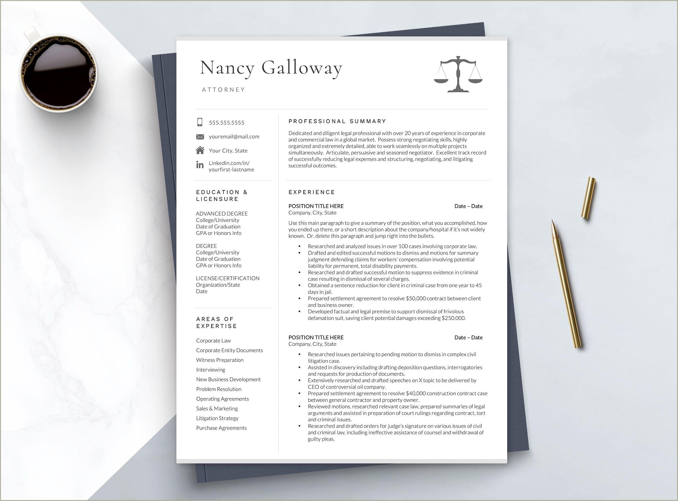 The Best Resume For An Attorney