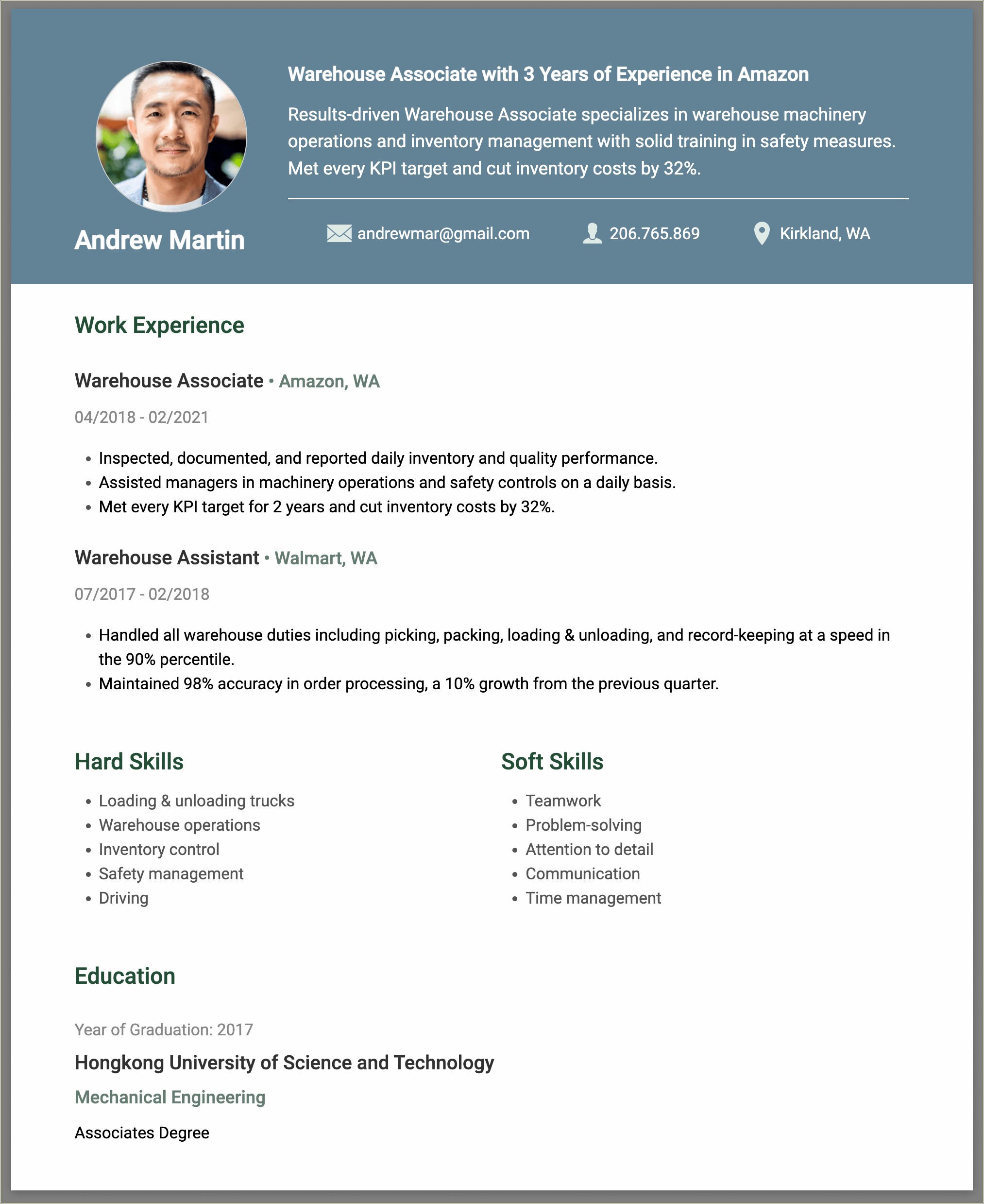 The Best Resume For Warehouse Worker