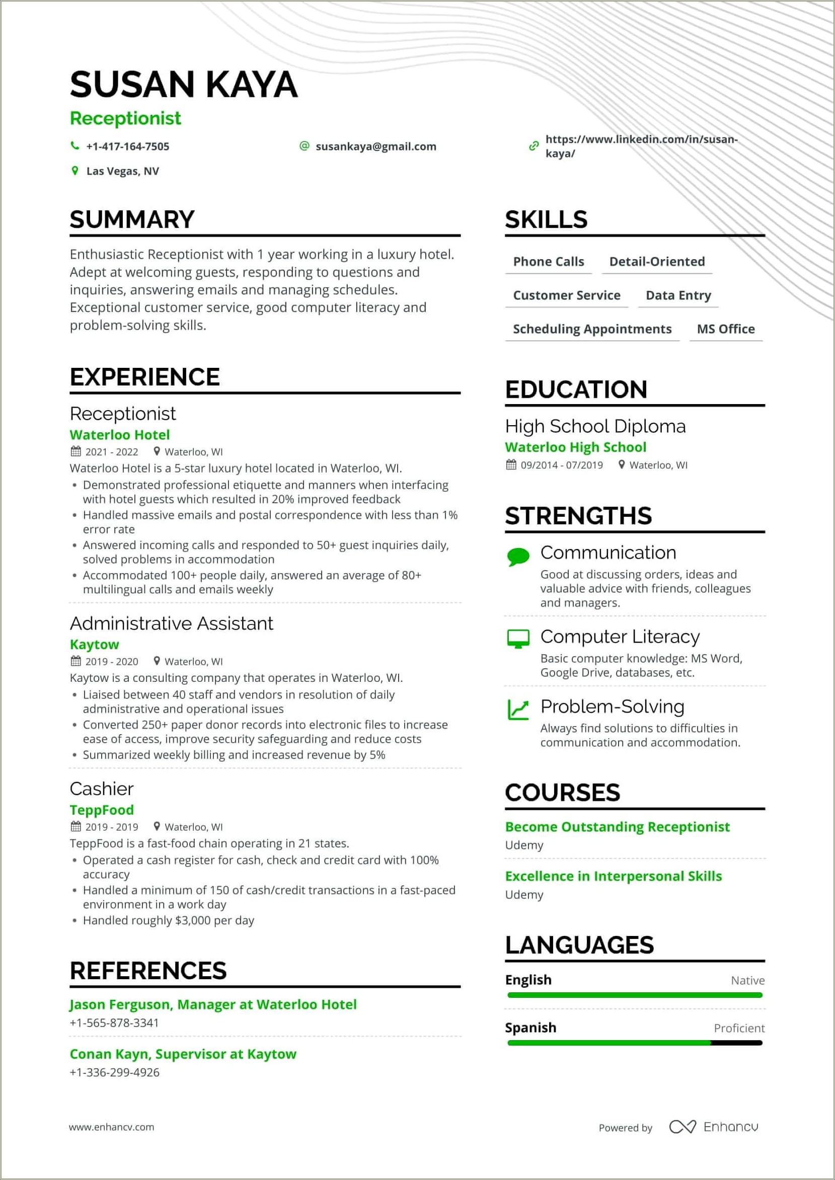 The Best Resume Sample For Office Receptionist