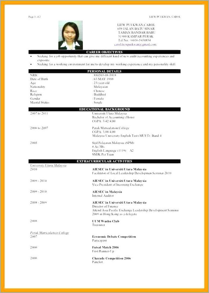 The Best Resume Sample In Malaysia