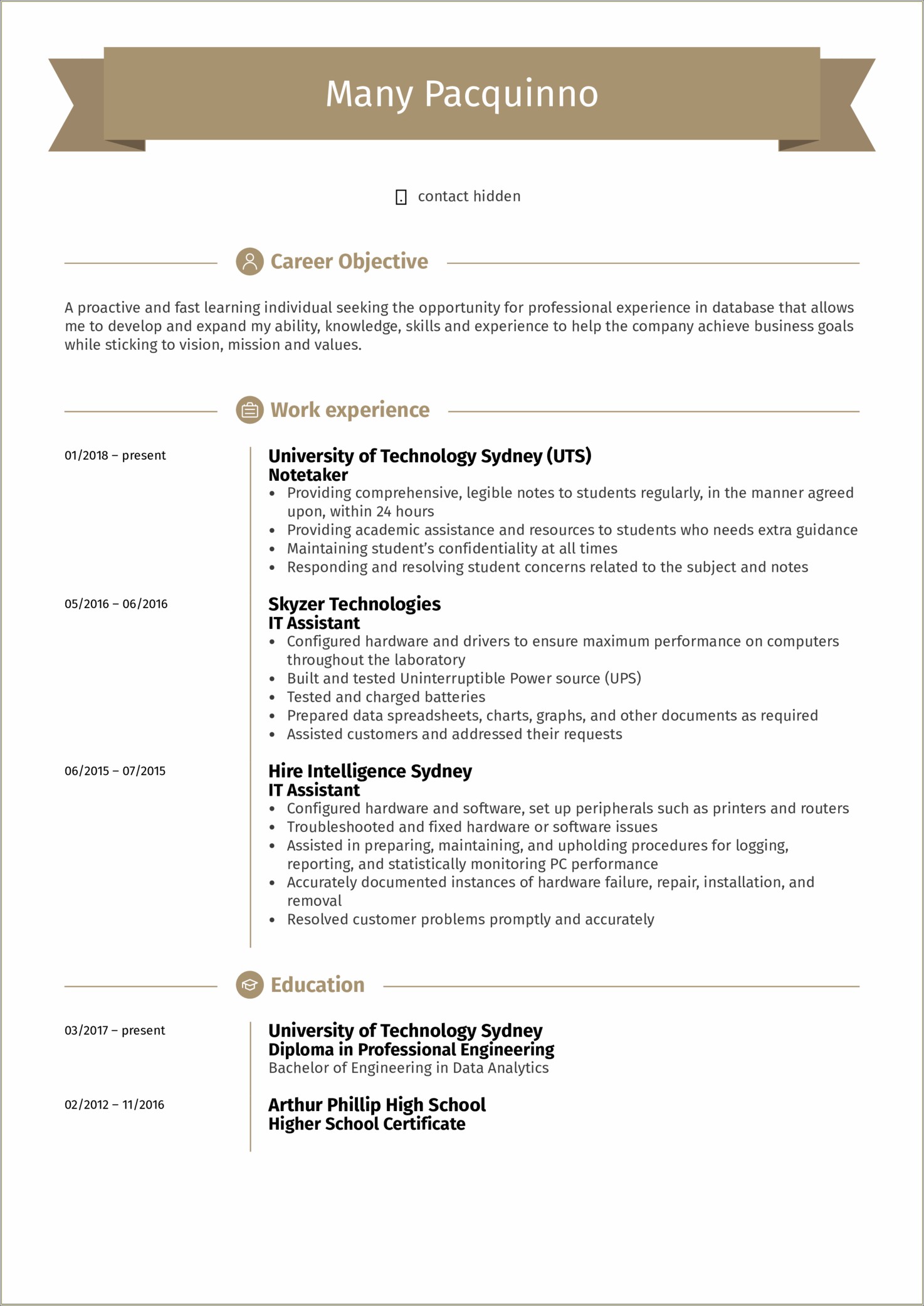 The Example Of Objective In Resume