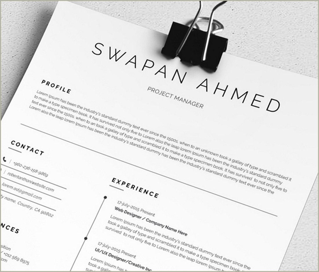 The Minimalist Resume Template Free Download