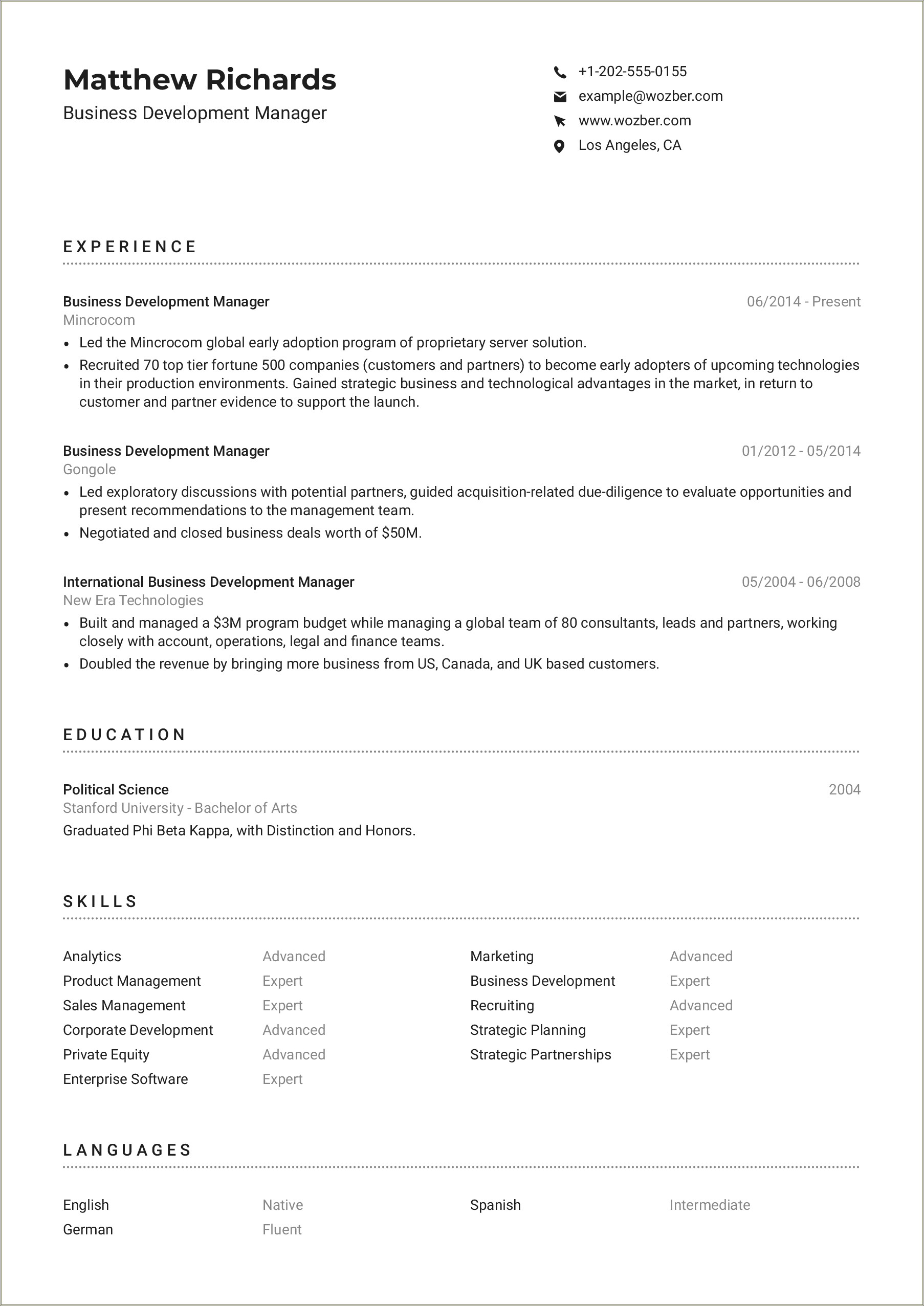 The Perfect Business Development Manager Resume