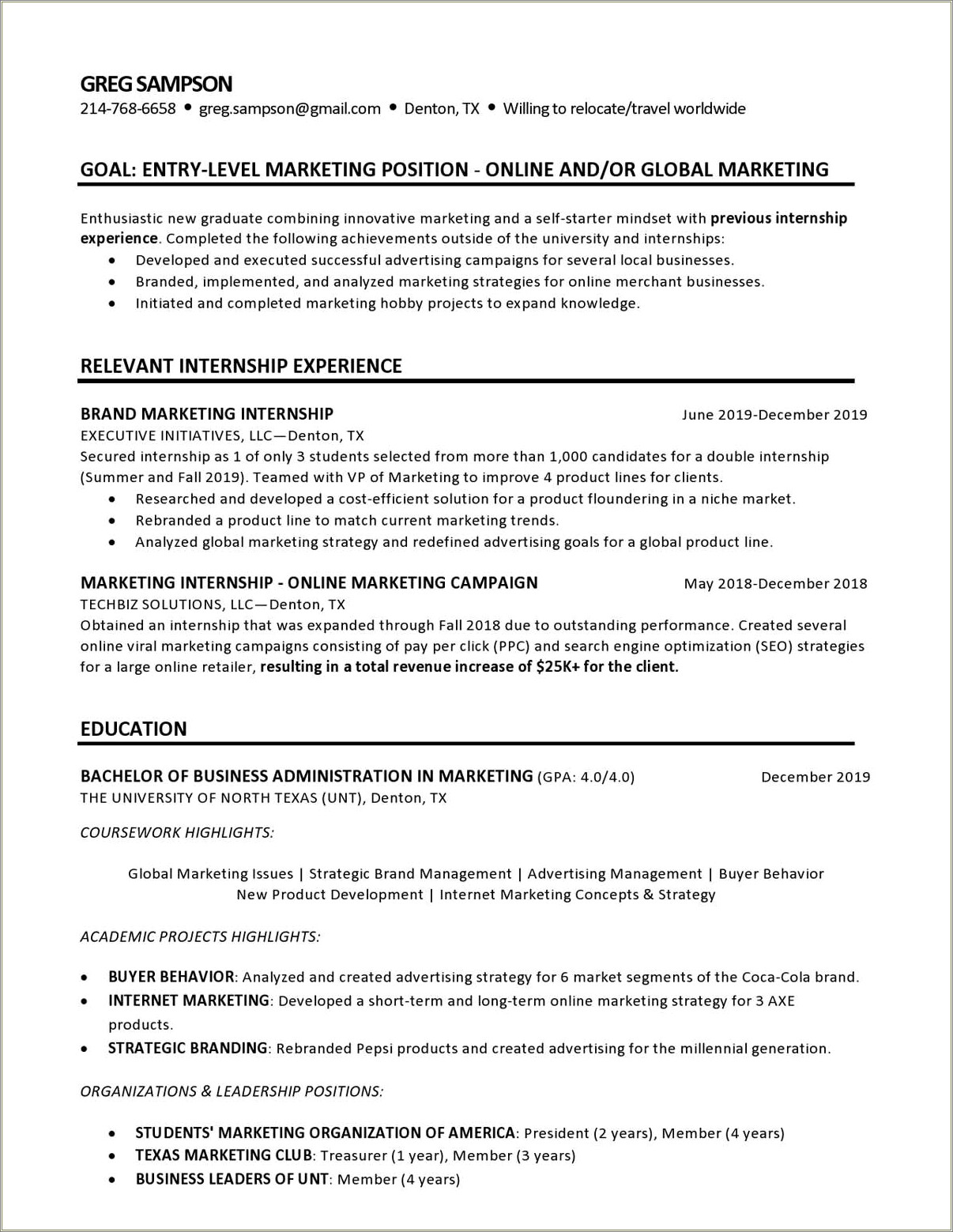 The Word Highlights For A Resume