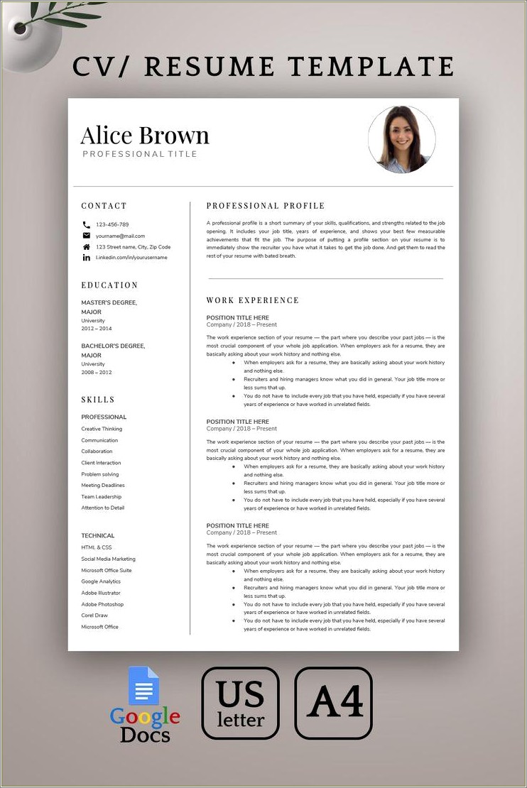 The Word Resume In Google Docs