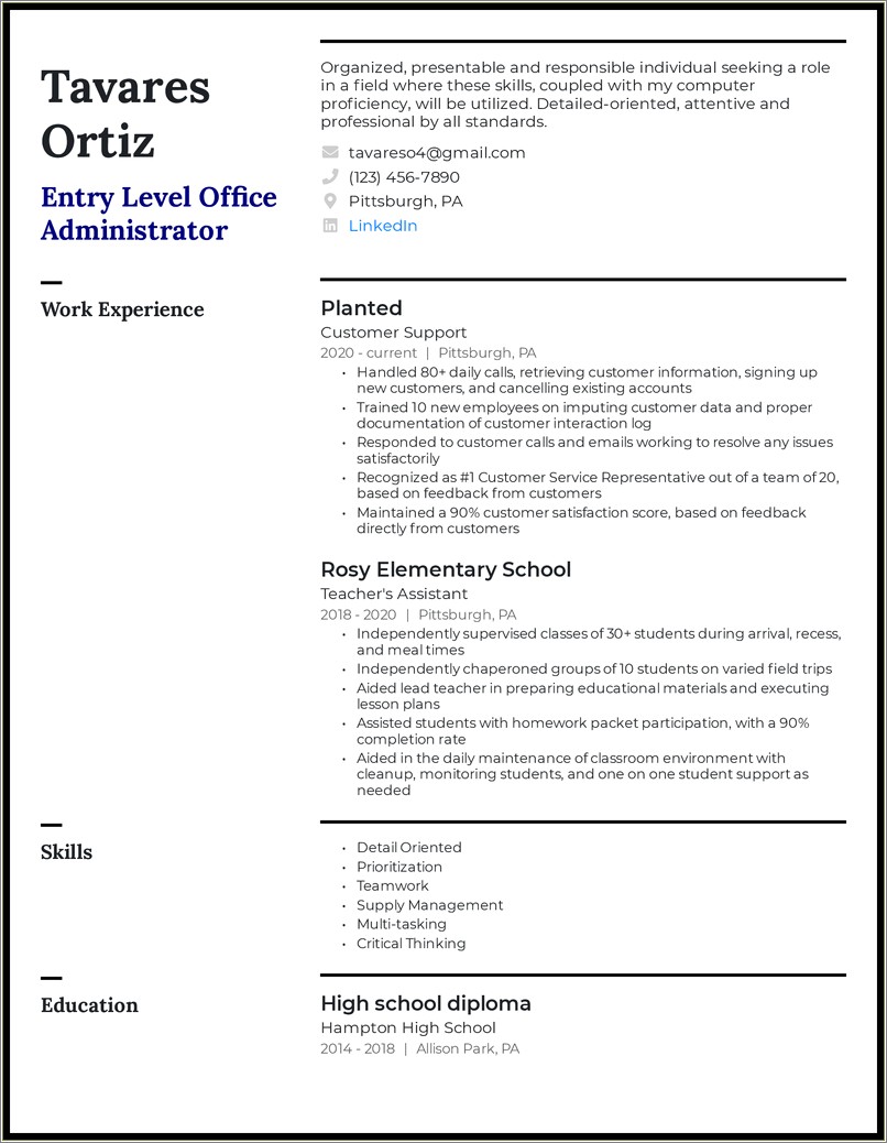 Things To Include On Resume Office Manager