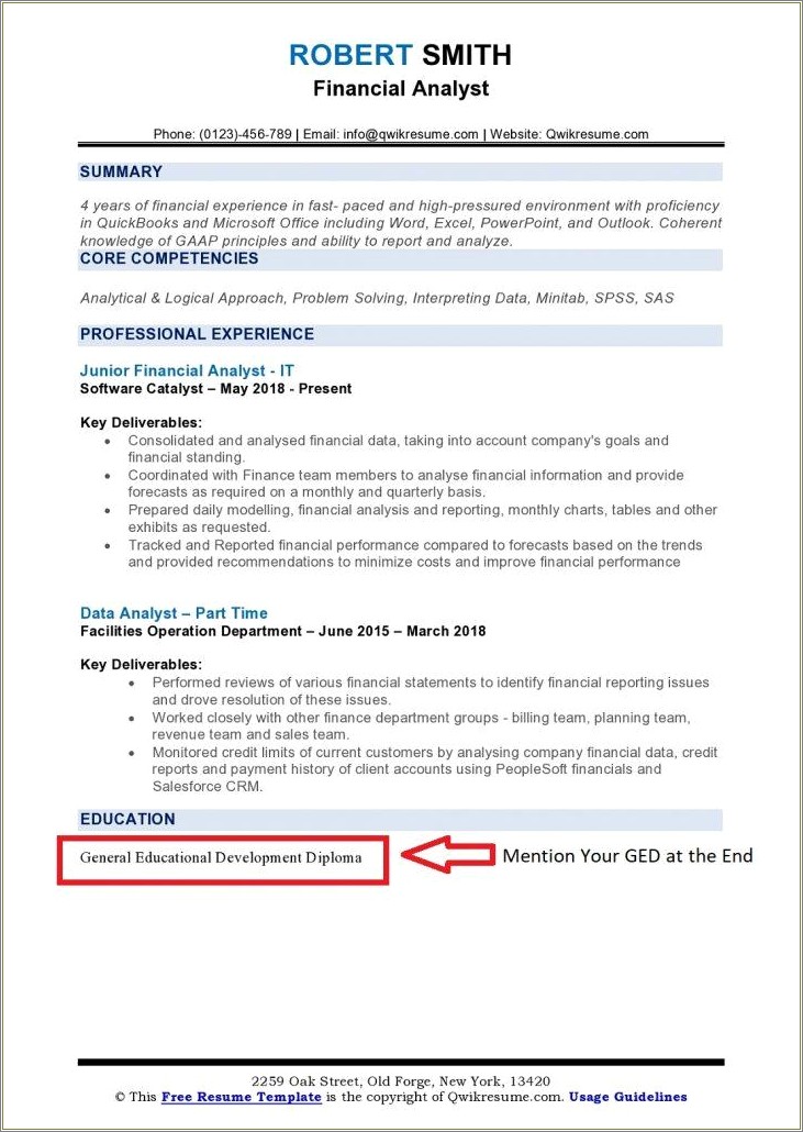 Things To Put For Ged On Resume Reddit