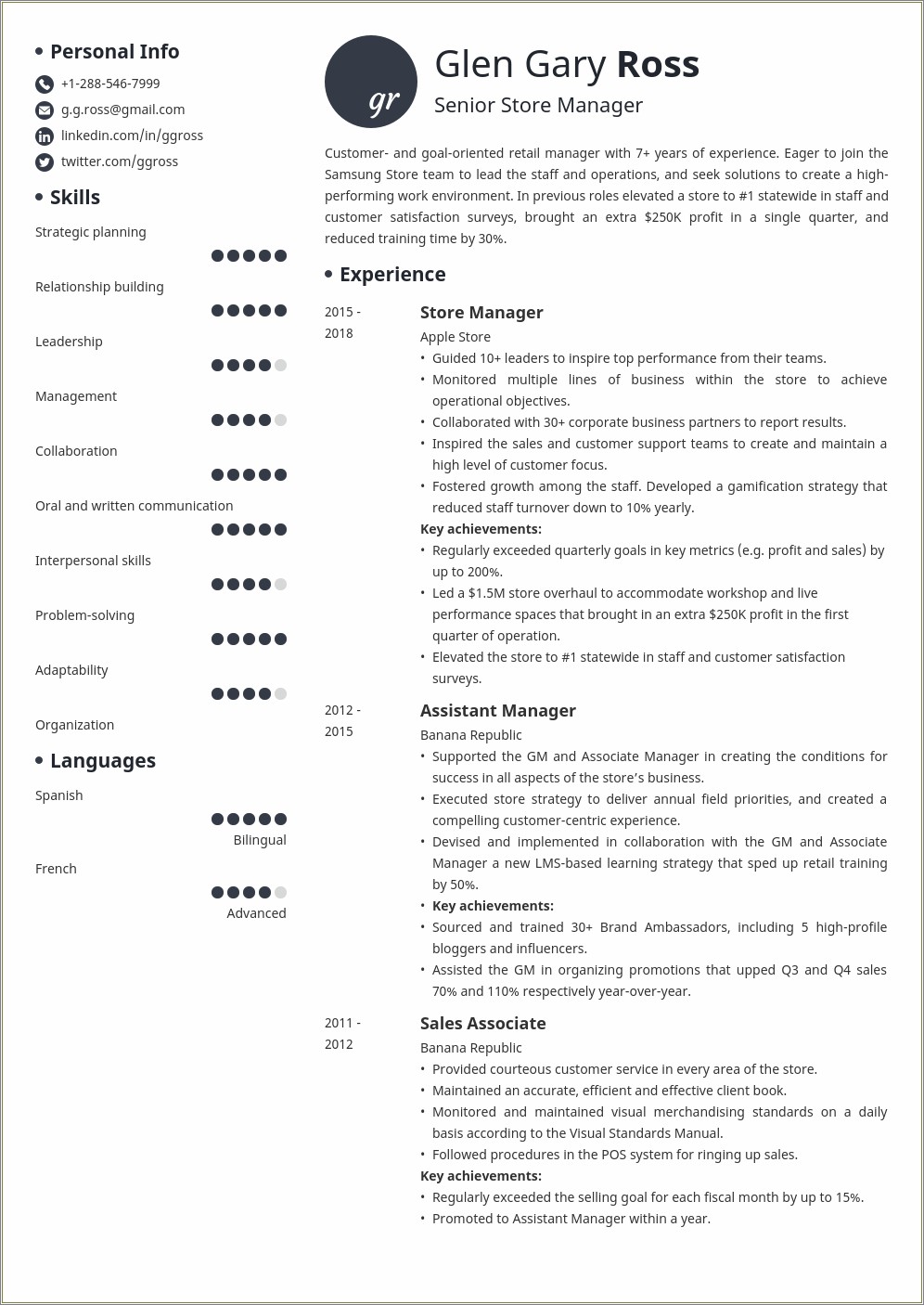 Things To Put In A Resume For Retail