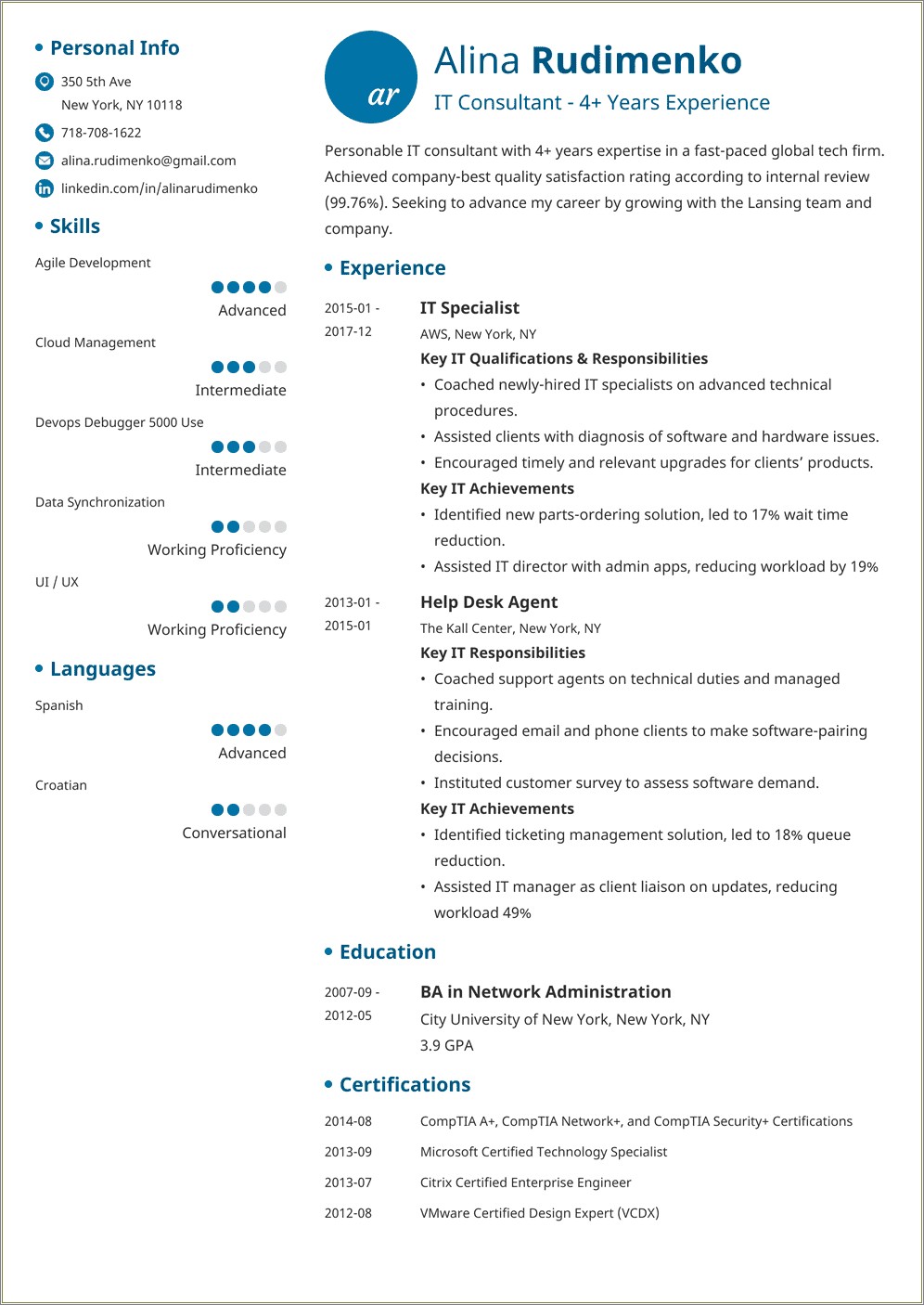 Things To Put On An Information Technology Resume