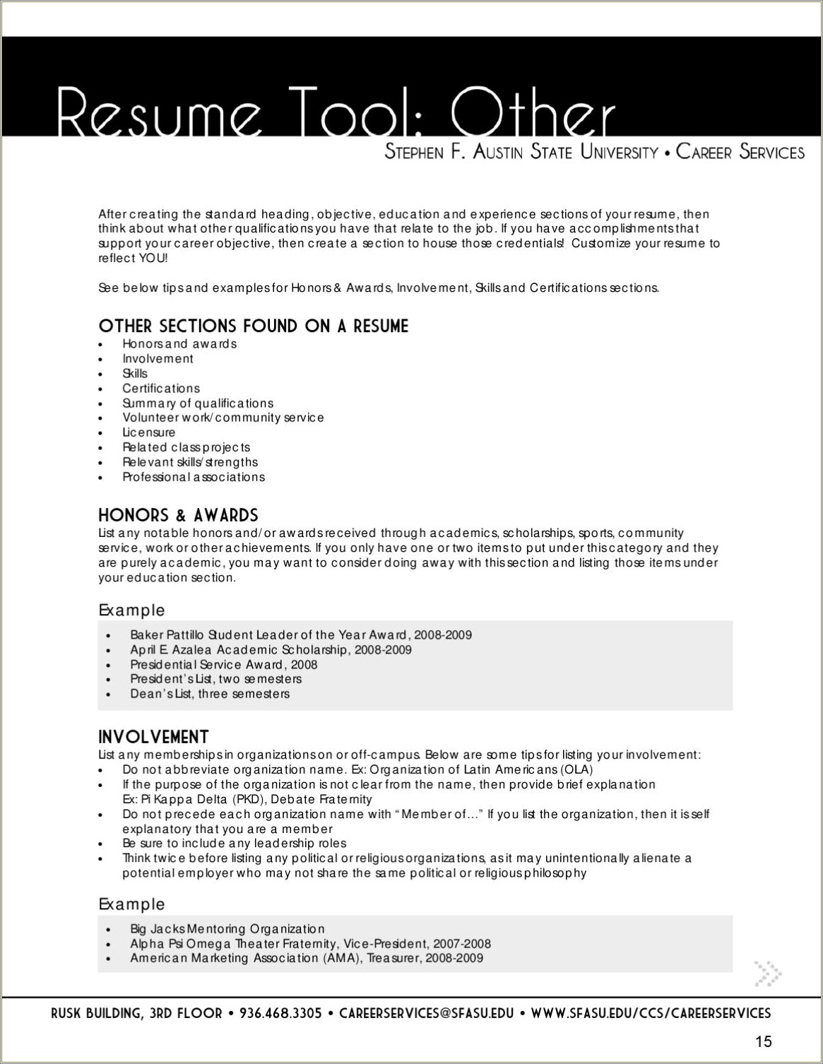 Things To Put Under Experience On A Resume