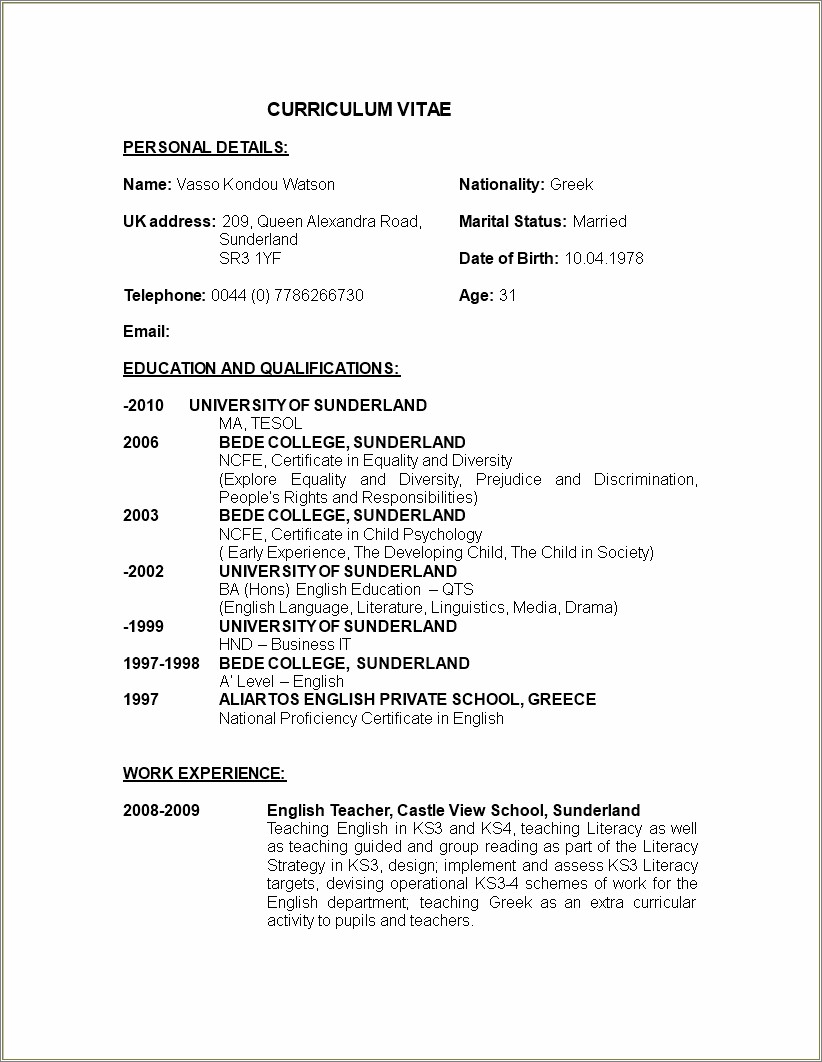 Things To Put Under Teaching Job On Resume