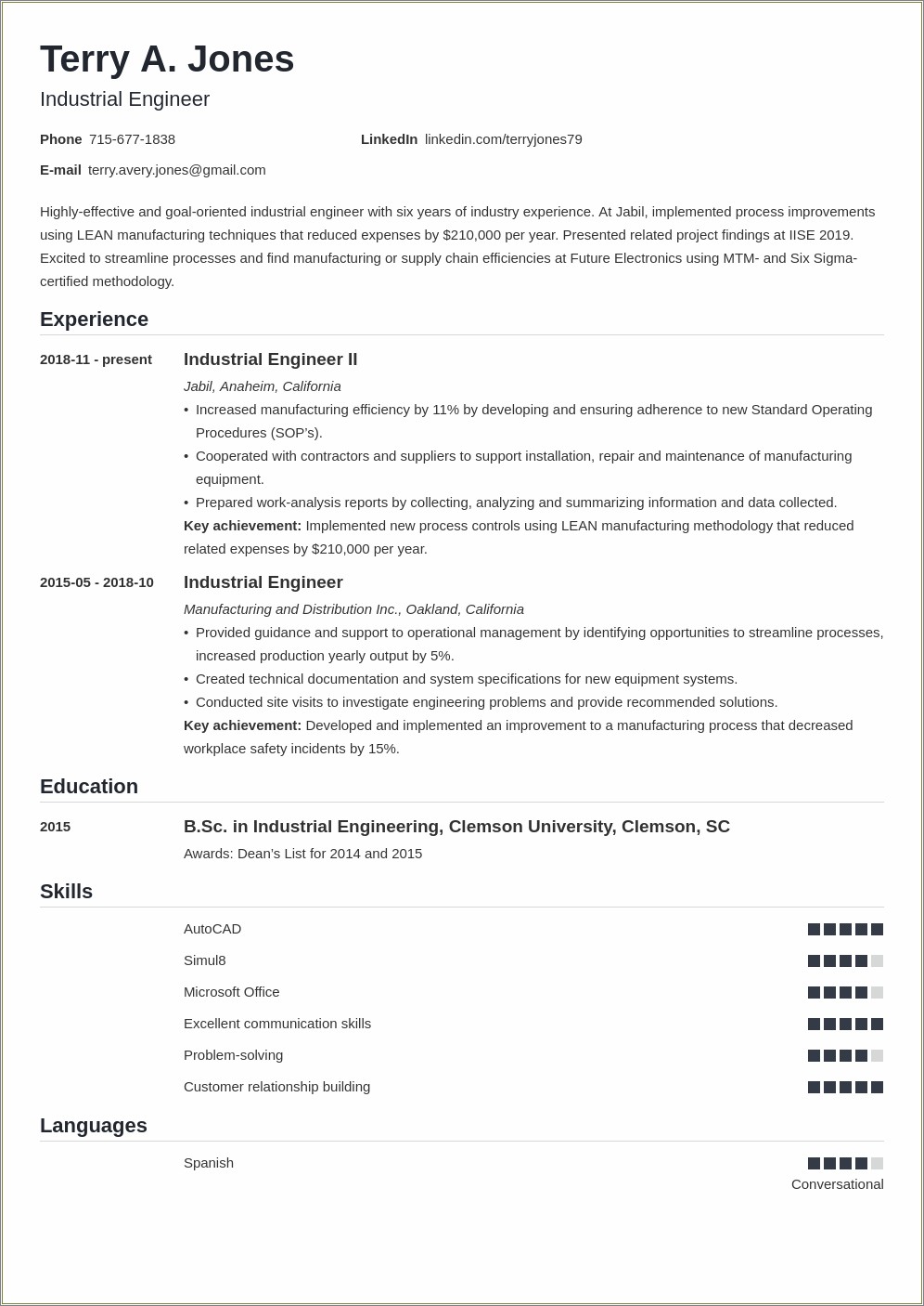 Time And Motion Study Experience On Resume