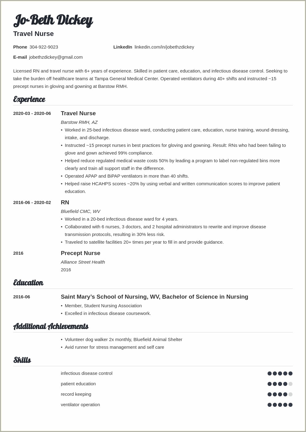 Time Management Skills For Nurse Resume