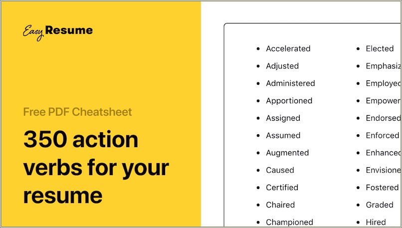 Tips For A Good Resume Action Words