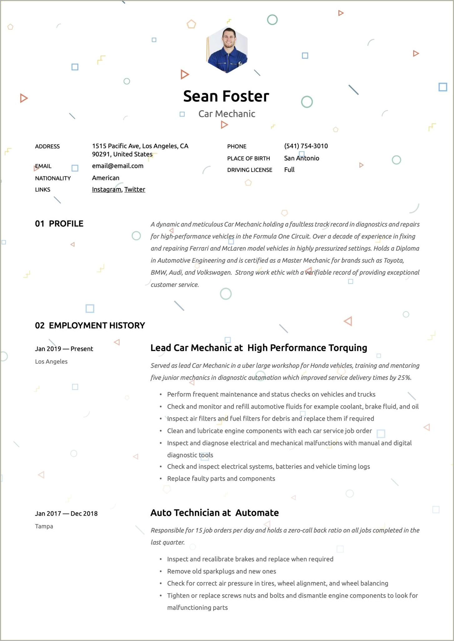 Tire Technician Job Duties For Resume