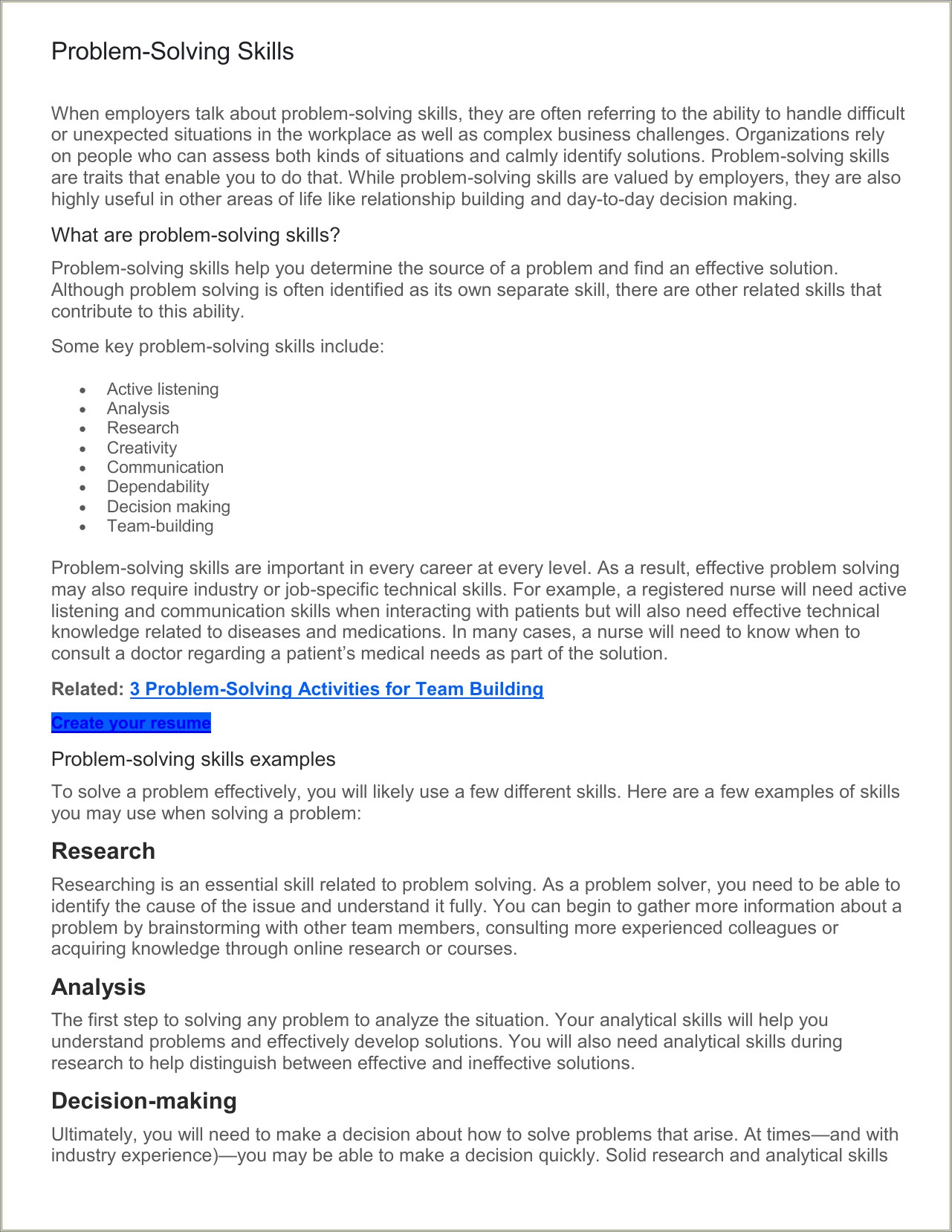 To Point Out Analytical Skill On Resume