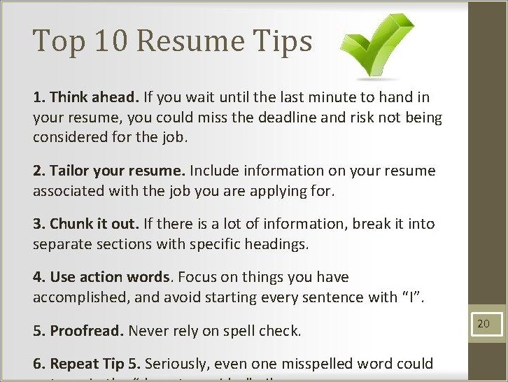 Top 20 Words To Use In A Resume