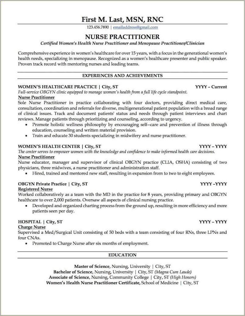 Top Resume Outline For Nursing School