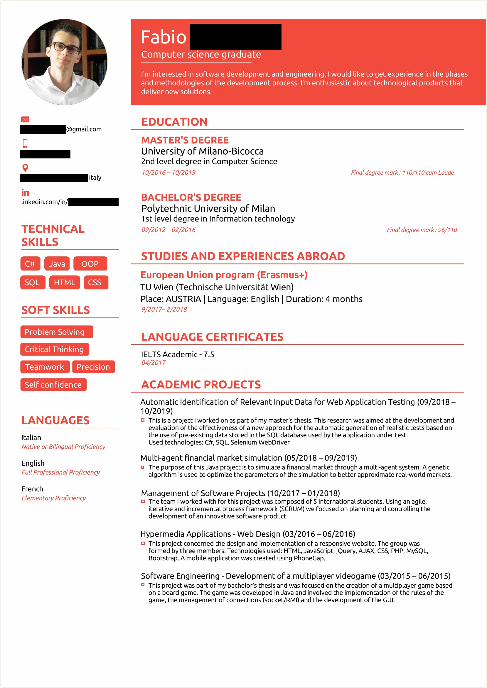 Top Resume Sample Cs Graduate Reddit