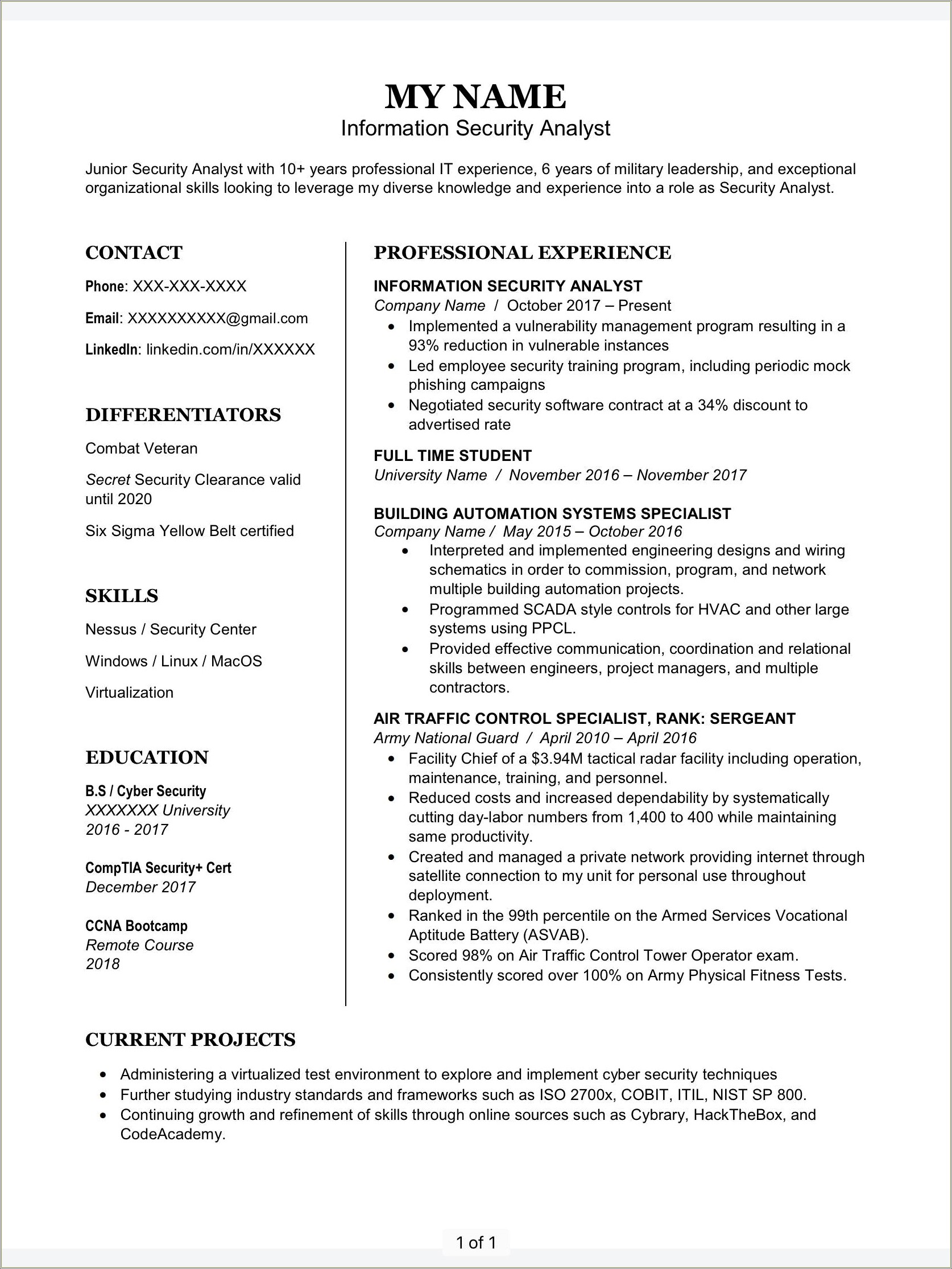 Top Secret Clearance Wording In Resume