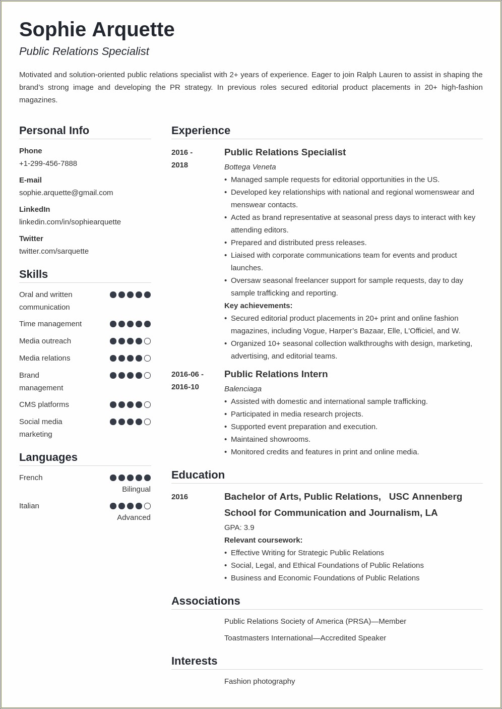 Top Skills For Public Relations Resume