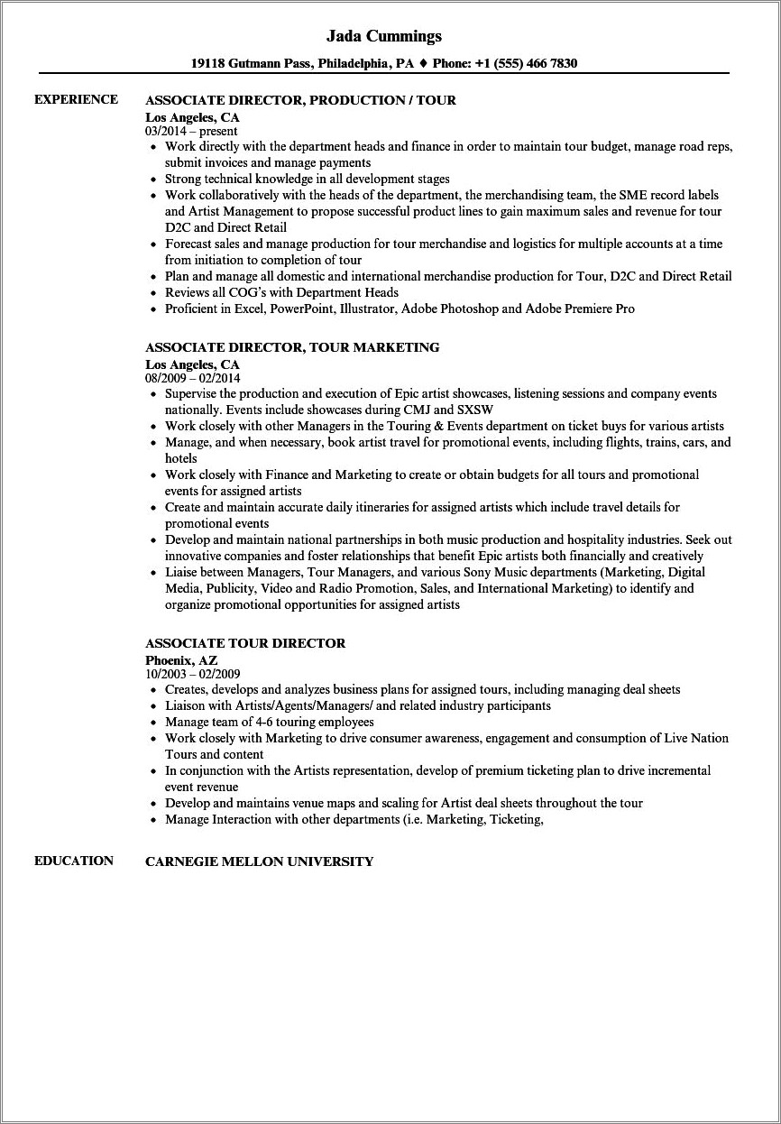 Tour Leader Job Description For Resume