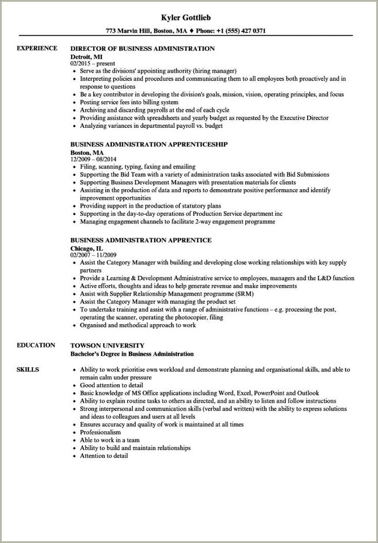 Towson University Career Center Resume Samples