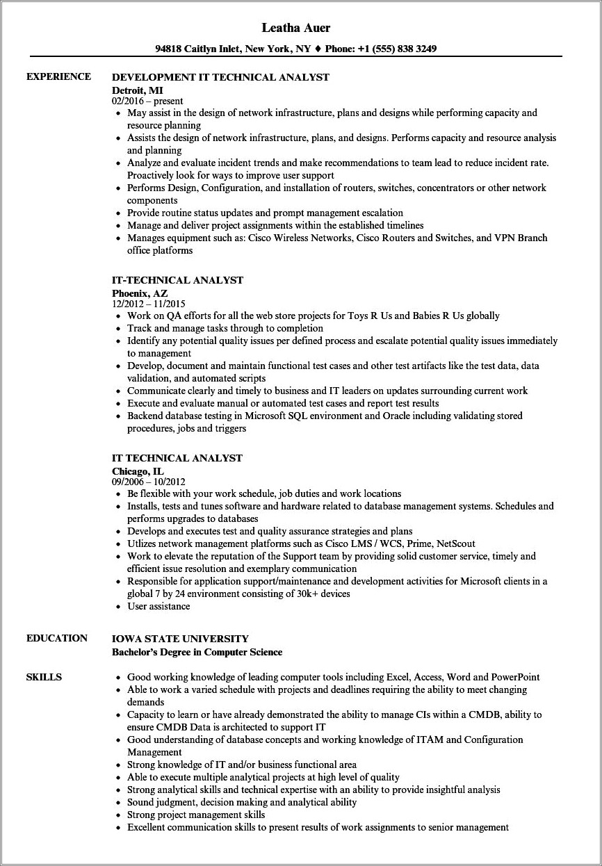 Trading Technical Analysis Skill On Resume Examples