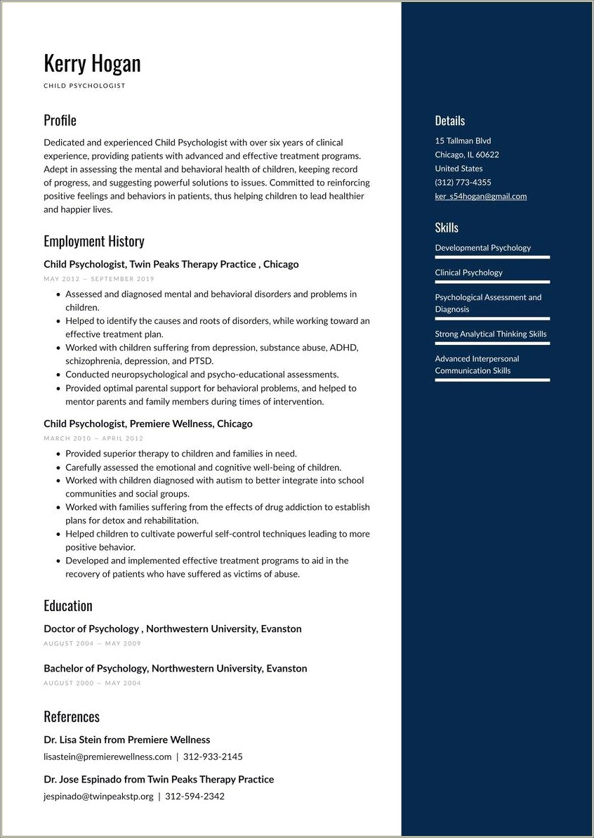 Training In Mental Health Resume Examples