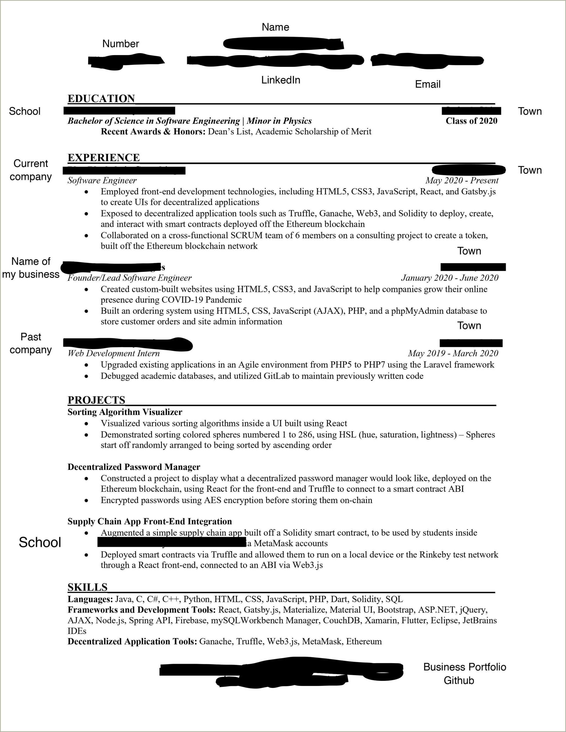 Transition Resume From College To Work