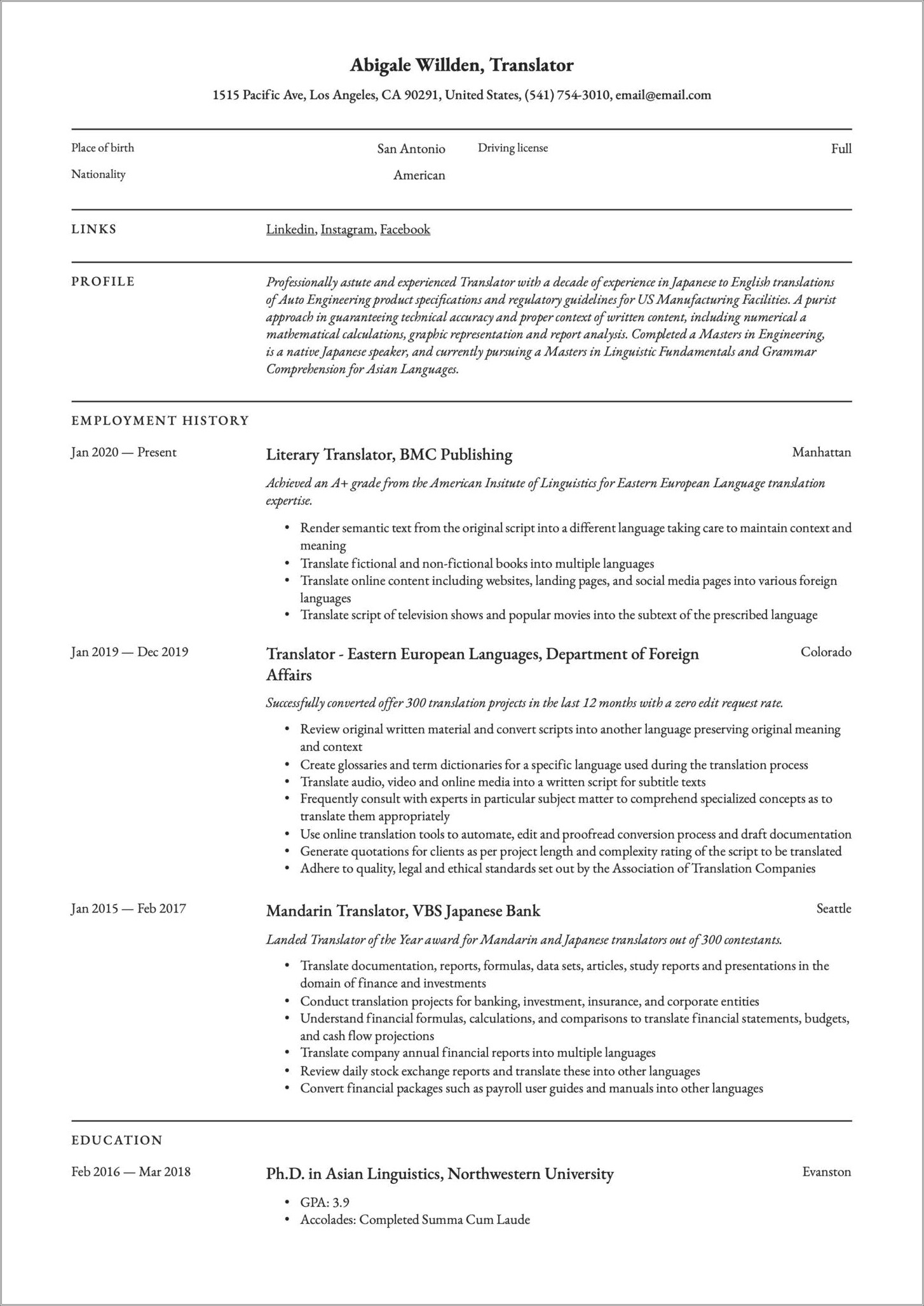 Translating The Basic School Traninng For Resume