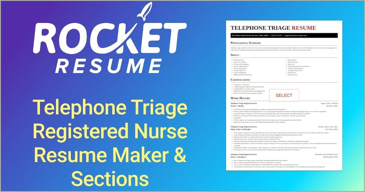 Triage Nurse Job Description For Resume