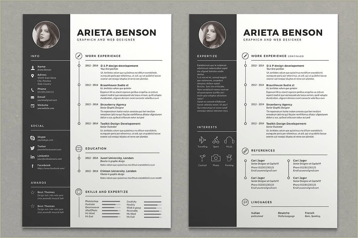 Two Column Download Template Resume Free Microsoft