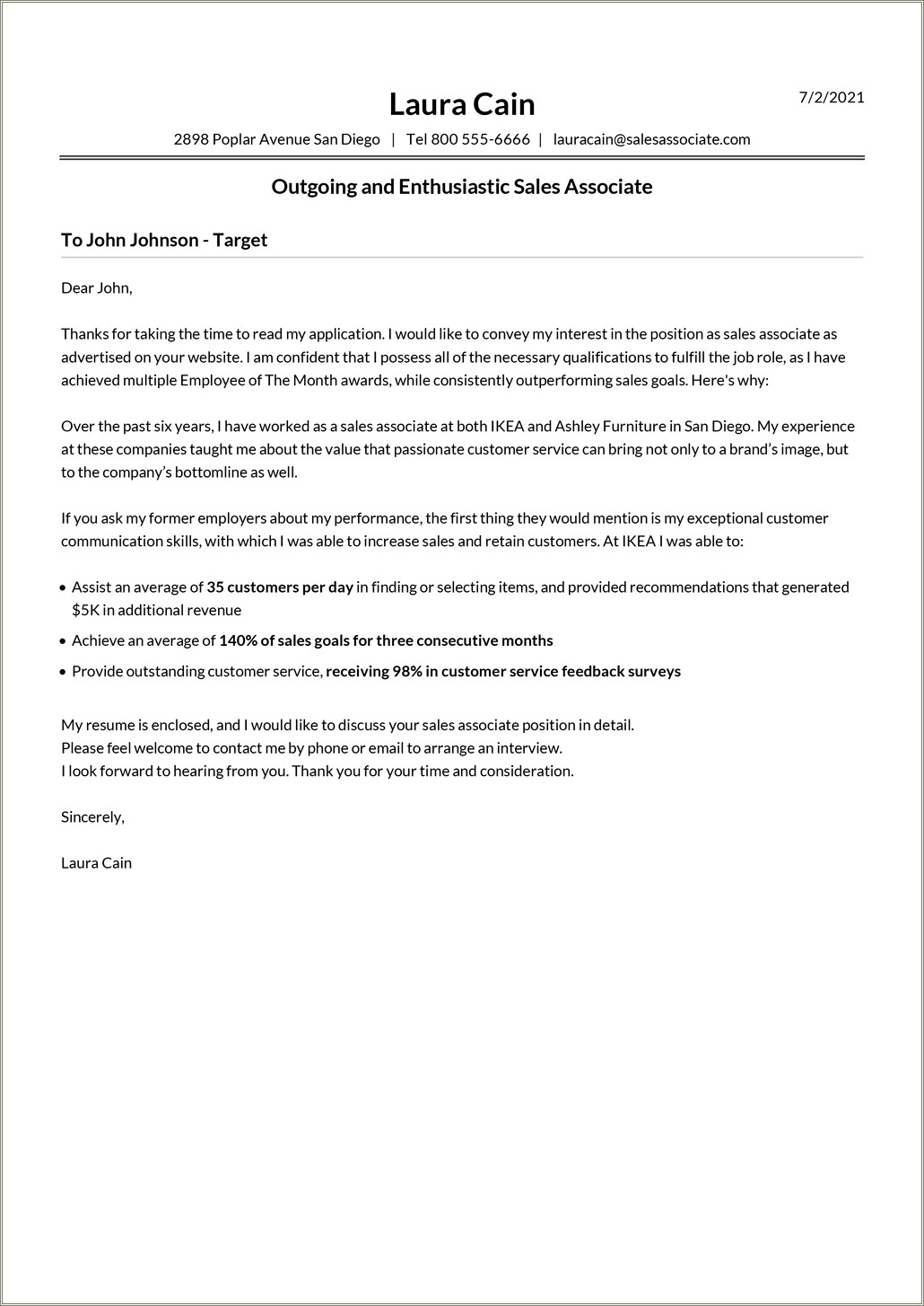 Two Page Long Resume Example With Cover Letter