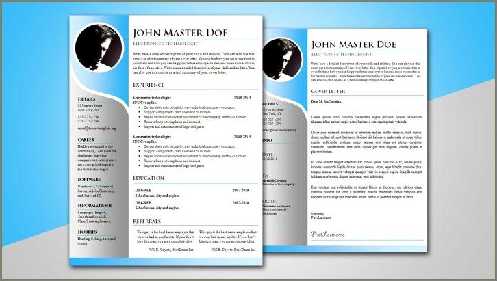 Two Page Resume Templates Word Free