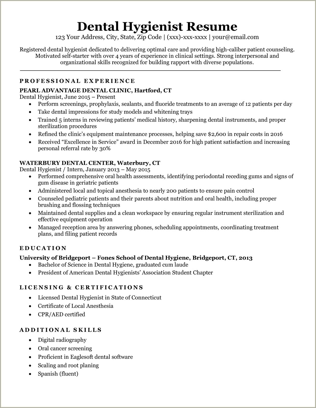 Type Of Resume To Send For Dental School