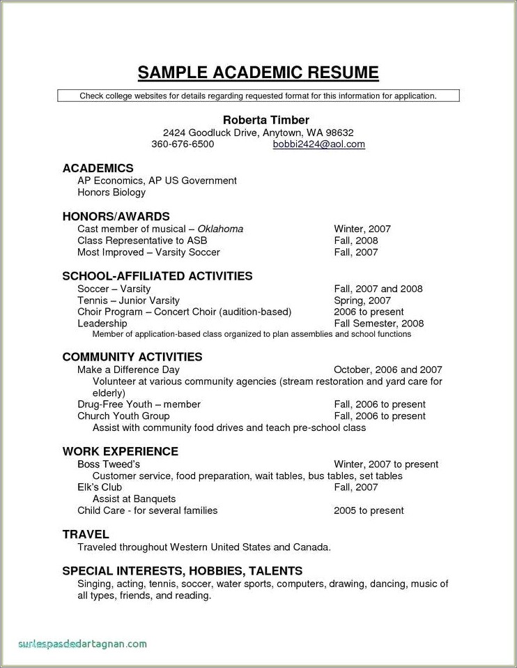 Types Of Honors On A High School Resume