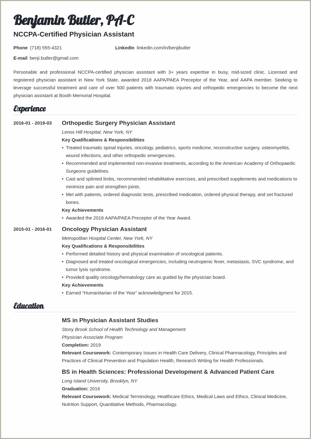 Typing Speed On Resume Physician Asssitant School