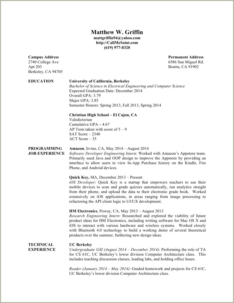 Uc Berkeley Resume And Job Guide