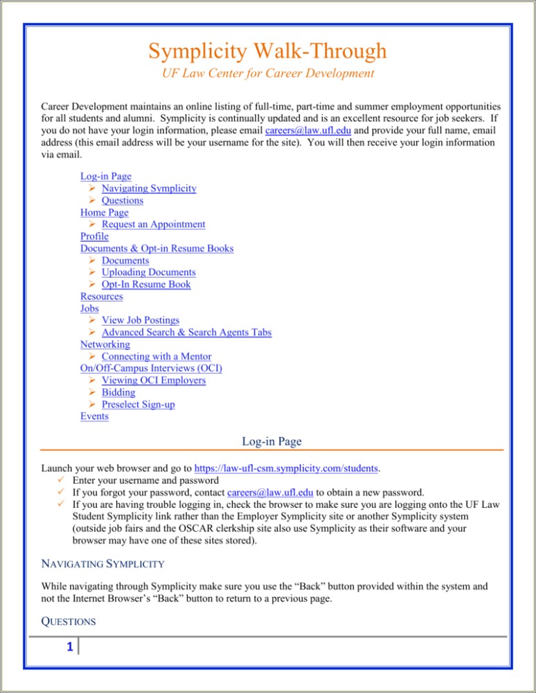 Uf Career Resource Center Resume Examples