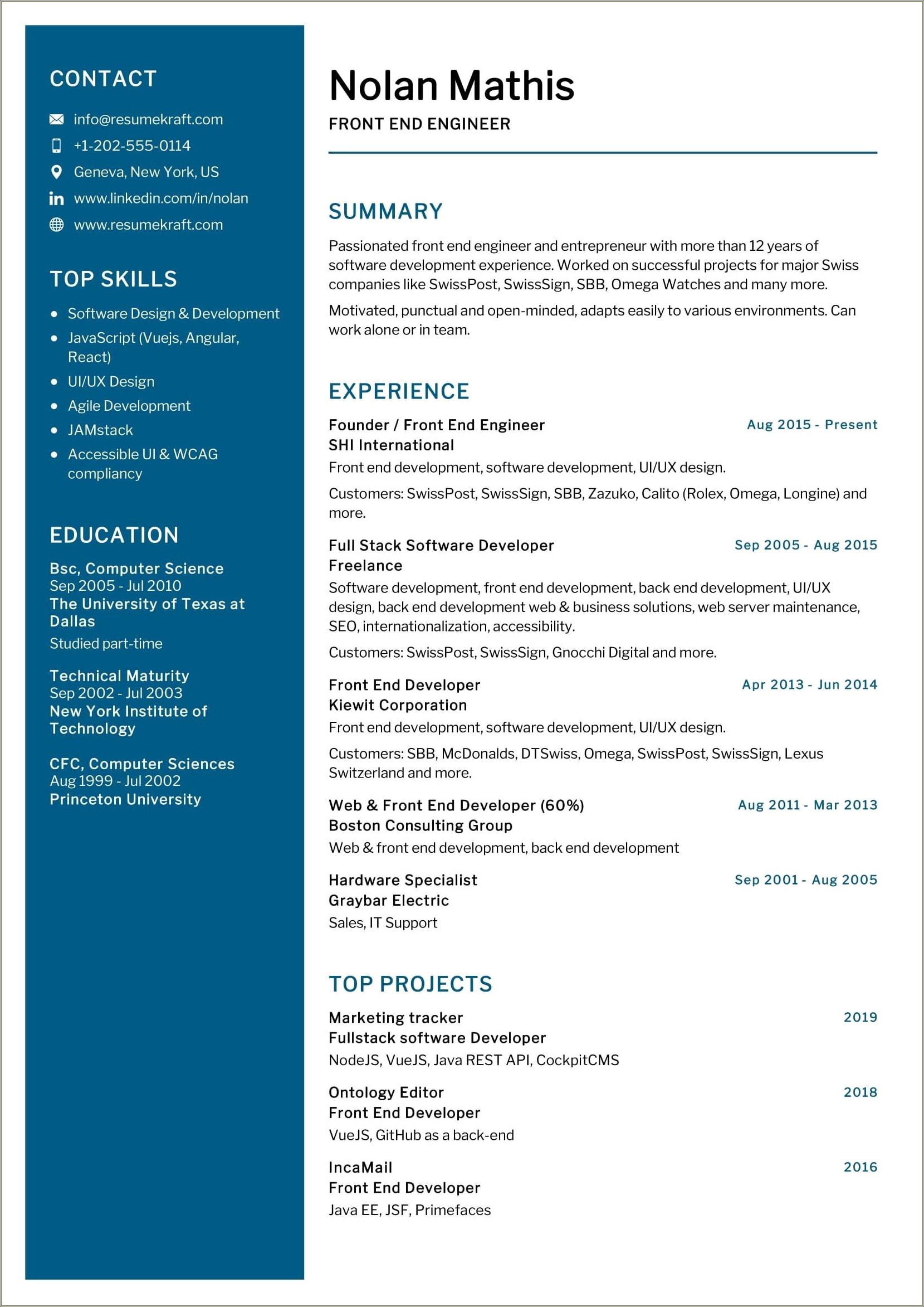 Ui Developer Resume 6 Years Experience