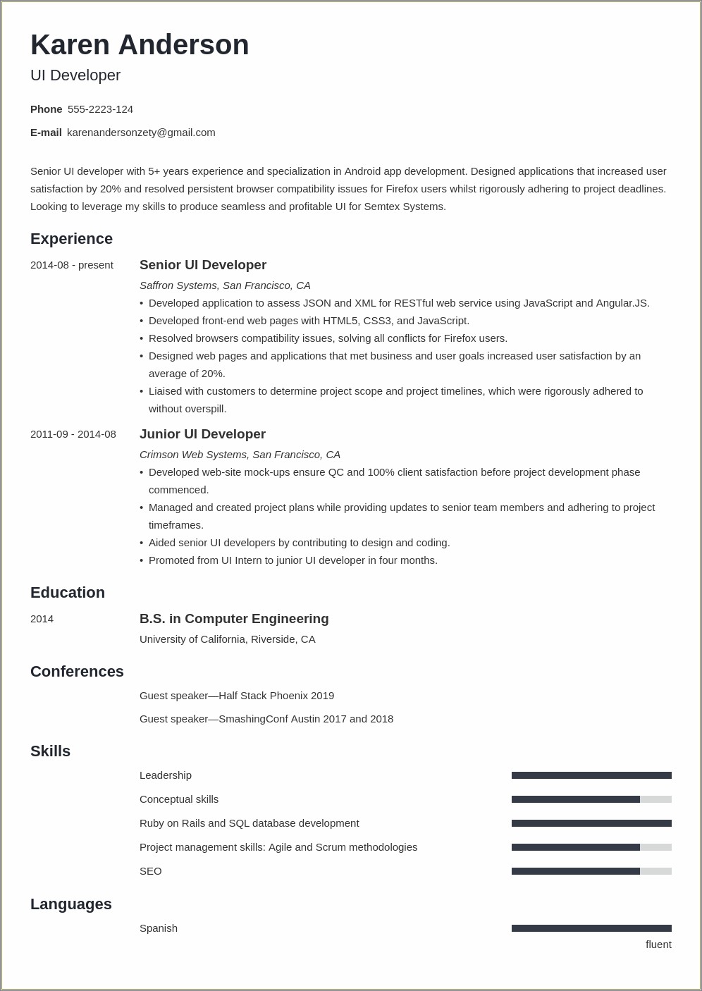 Ui Developer Resume 7 Years Experience