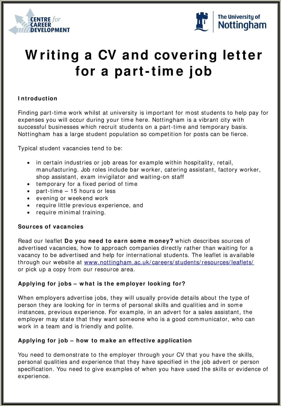 Uk Part Time Jobs Resume Samples