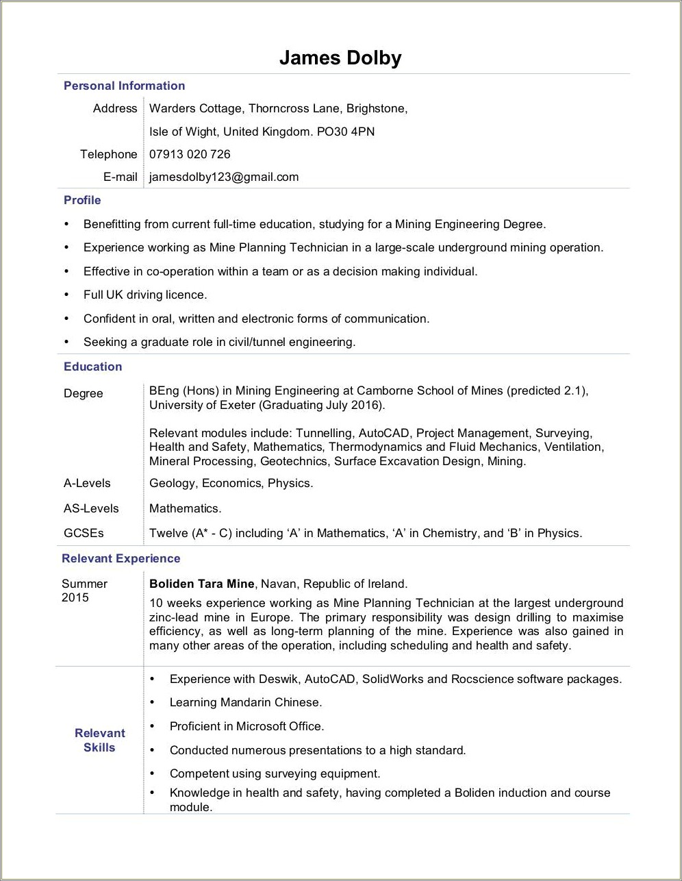 Underground Telecommunication Work Description For Resume