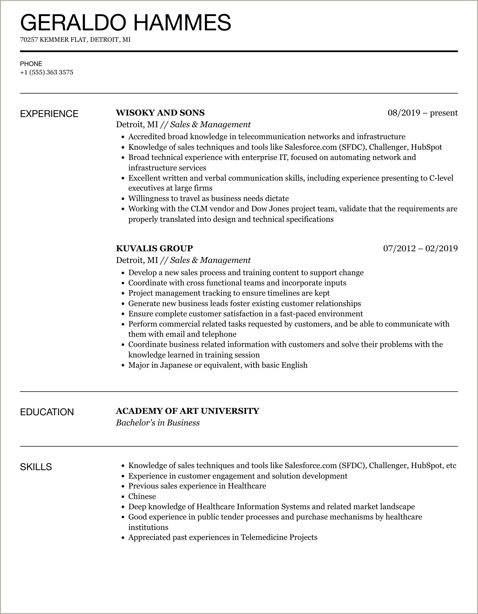 University At Buffalo School Of Management Resume Template