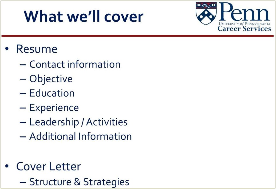 University Of Pennsylvania Resume Cover Letter